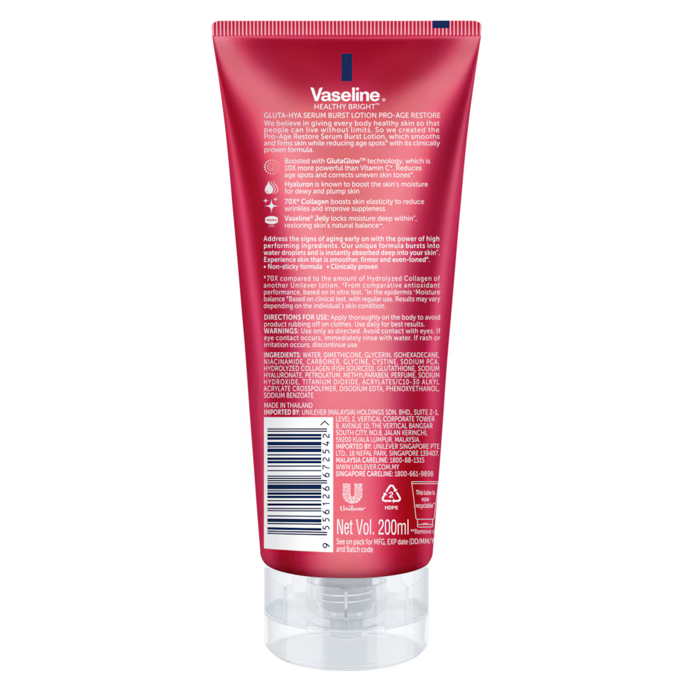 Vaseline Gluta-Hya Serum Burst Lotion Pro-Age Restore